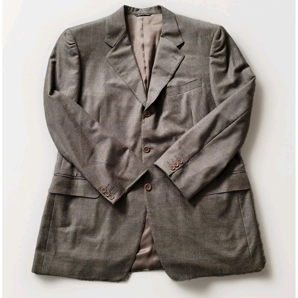 CANALI Luxury Brown Plaid Pure Lana Wool Blazer Made in Italy Mens 54R (44R USA)